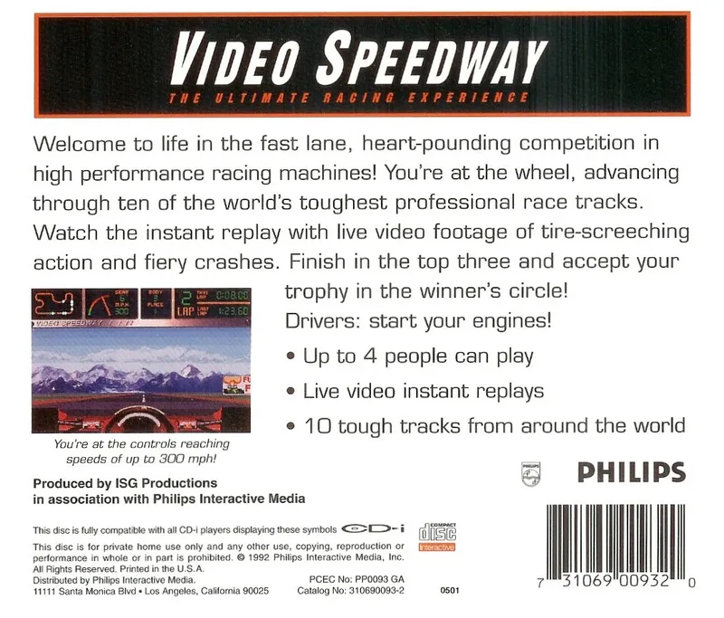 Video Speedway: The Ultimate Racing Experience box back