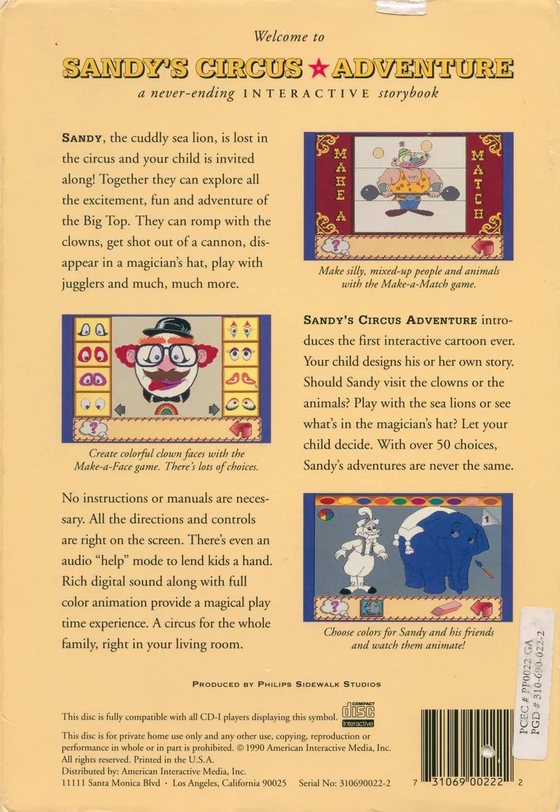 Sandy's Circus Adventure box back