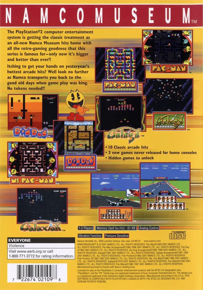 Namco Museum box back