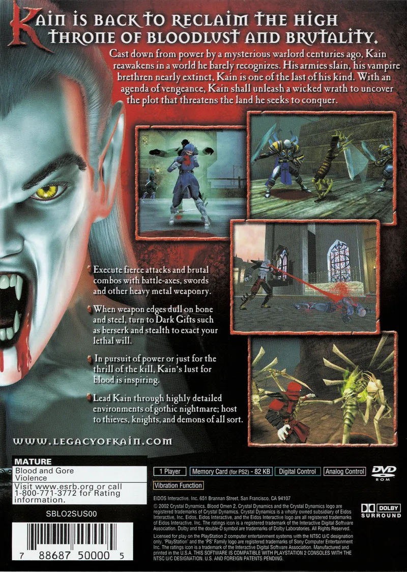 Blood Omen 2: The Legacy of Kain box back