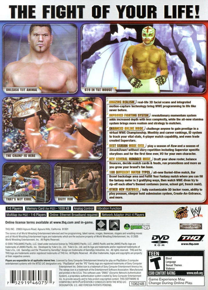 WWE SmackDown! vs. Raw 2006 box back