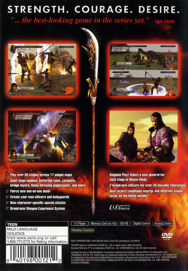 Dynasty Warriors 4 box back