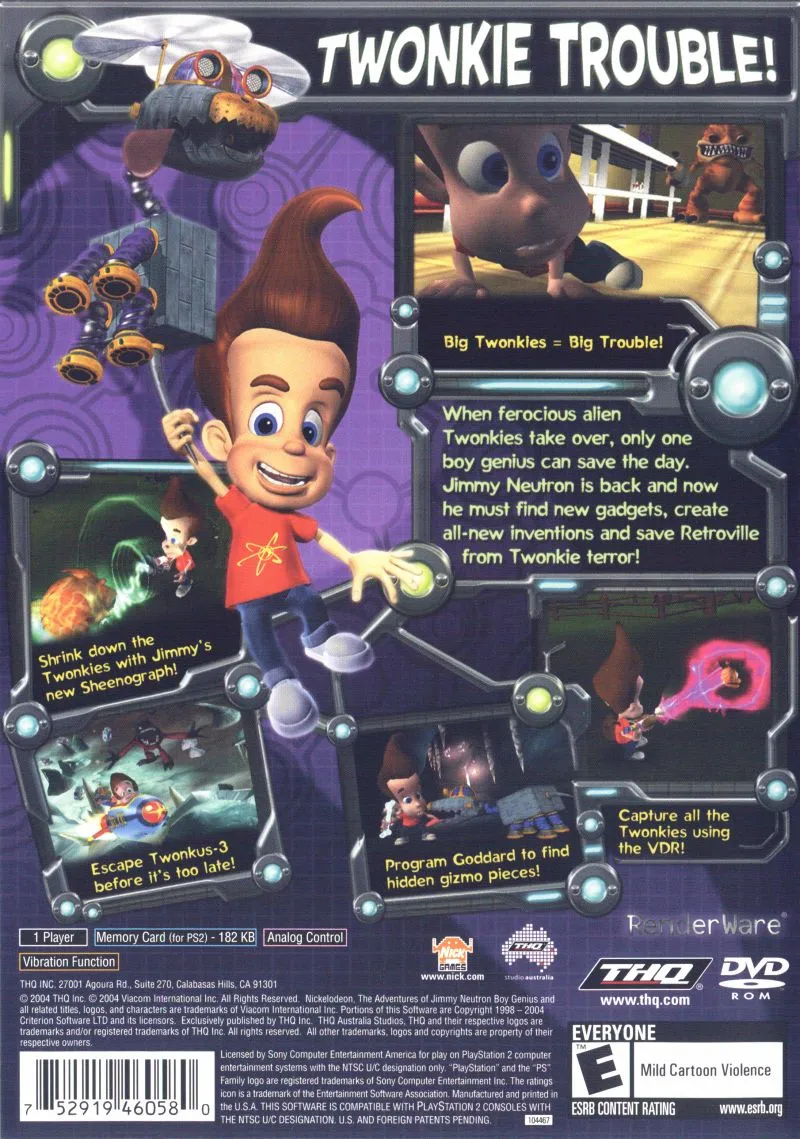 The Adventures of Jimmy Neutron Boy Genius: Attack of the Twonkies box back