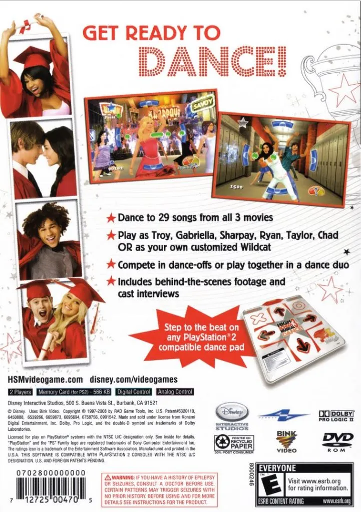 High School Musical 3: Senior Year Dance! box back