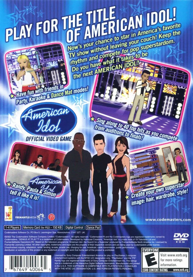 American Idol box back