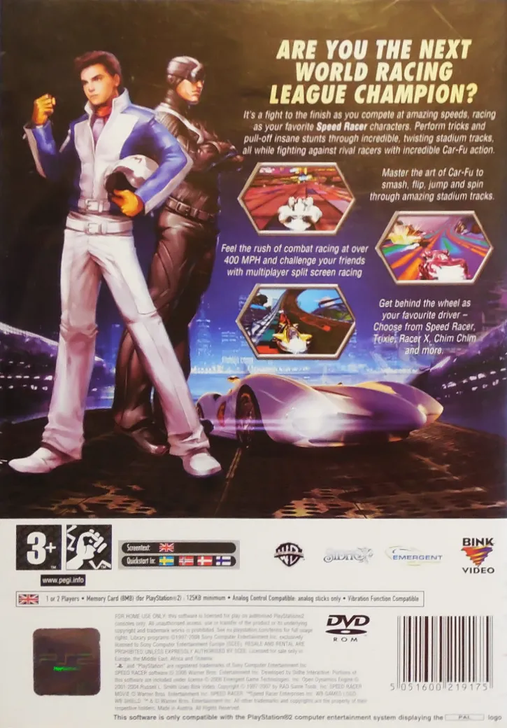 Speed Racer: The Videogame box back