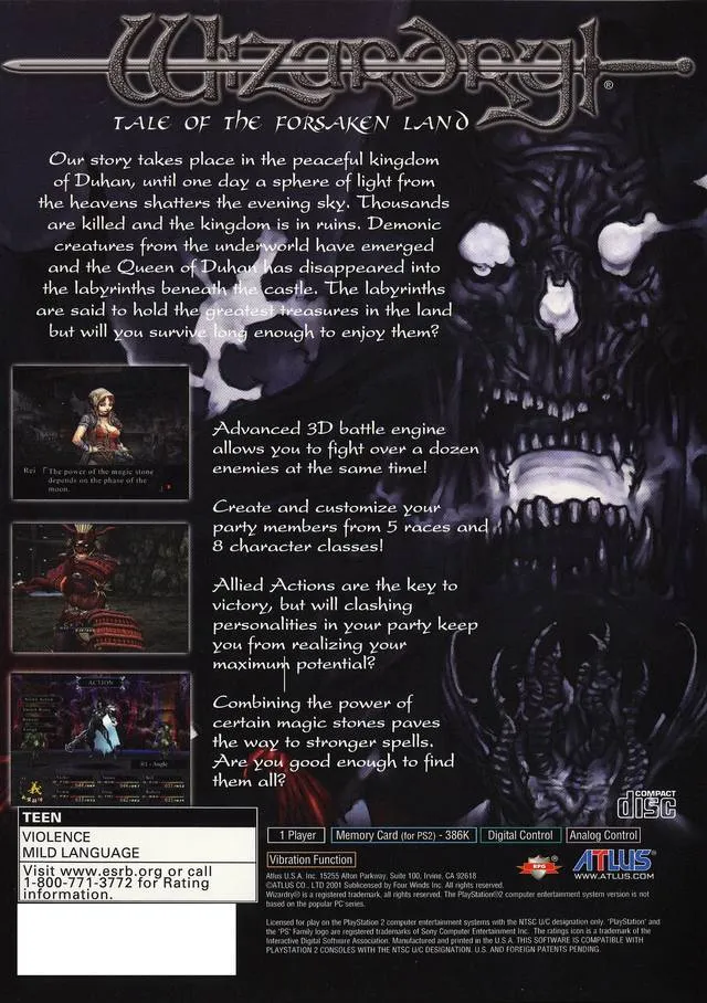Wizardry: Tale of the Forsaken Land box back