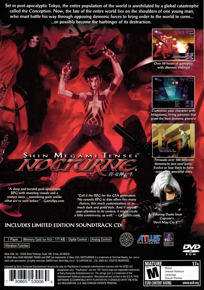 Shin Megami Tensei: Nocturne box back