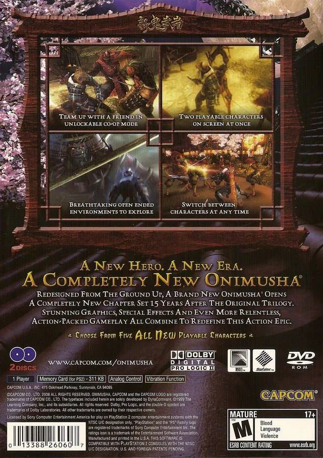 Onimusha: Dawn of Dreams box back