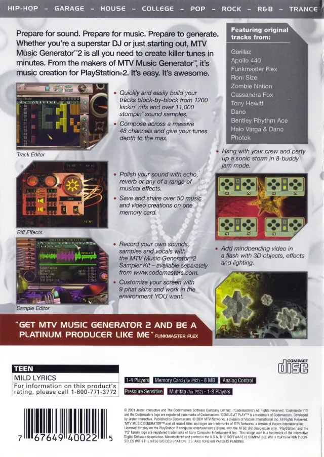 MTV Music Generator 2 box back
