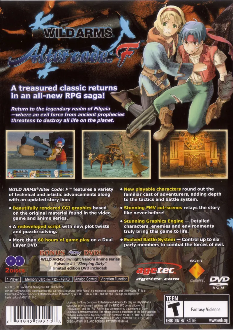 Wild Arms: Alter Code F box back