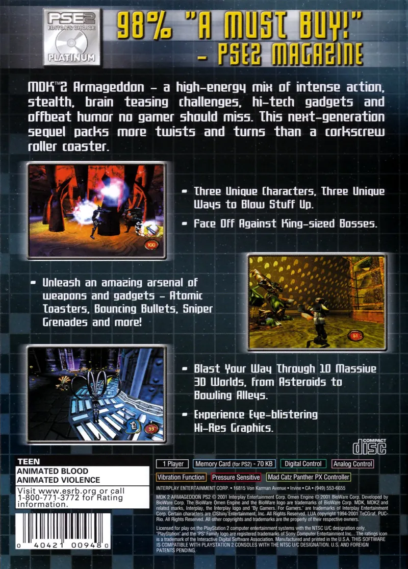 MDK 2: Armageddon box back