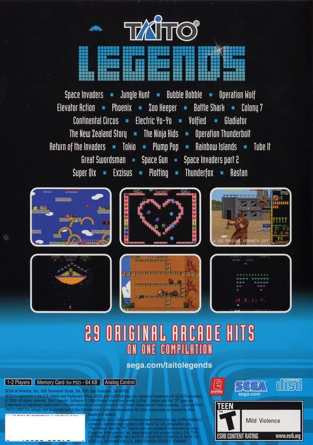 Taito Legends box back