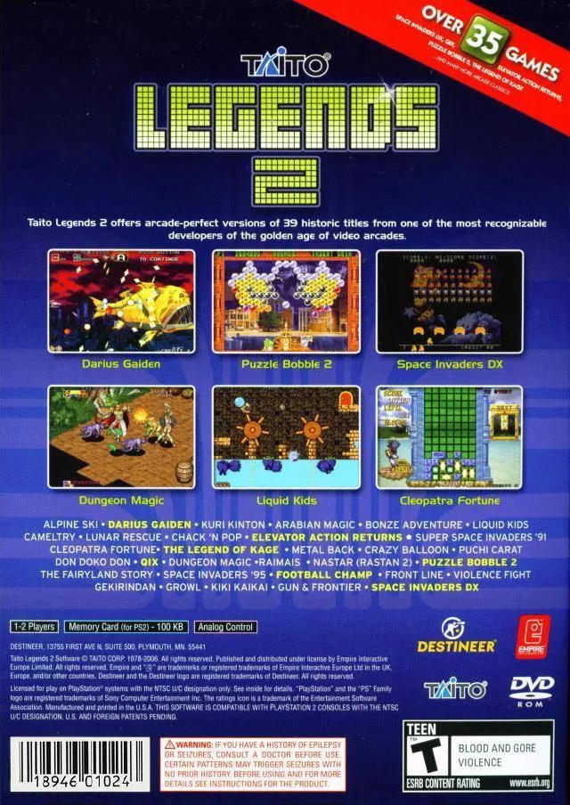 Taito Legends 2 box back