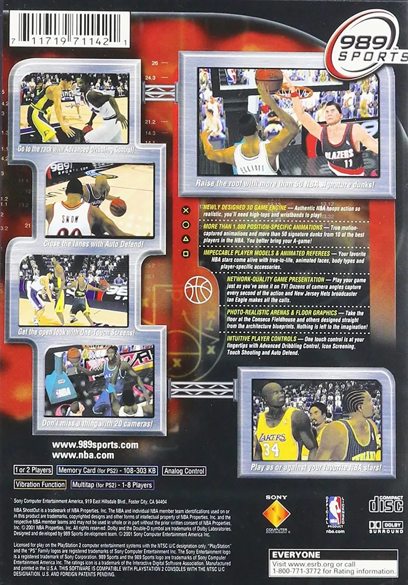 NBA ShootOut 2001 box back