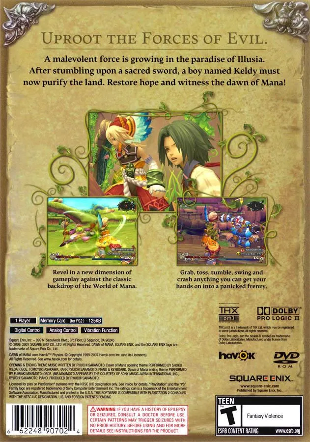 Dawn of Mana box back