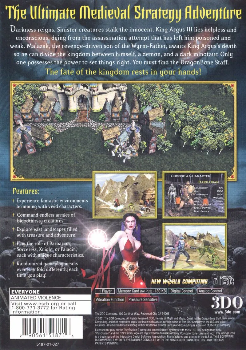 Heroes of Might and Magic: Quest for the Dragon Bone Staff box back