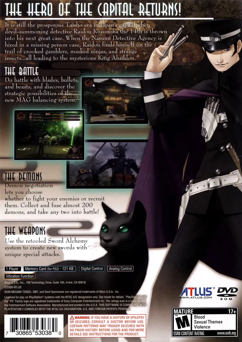 Shin Megami Tensei: Devil Summoner 2: Raidou Kuzunoha vs. King Abaddon box back