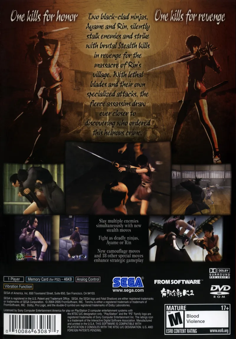 Tenchu: Fatal Shadows box back