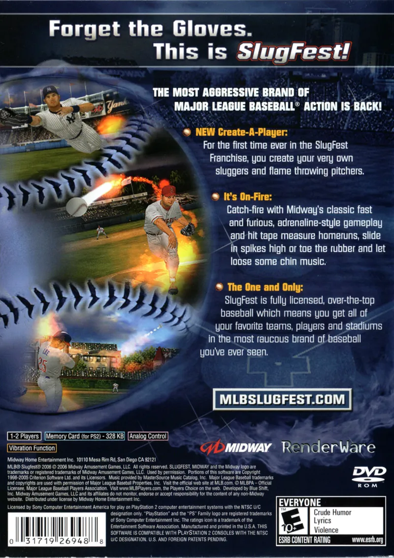 MLB Slugfest 2006 box back