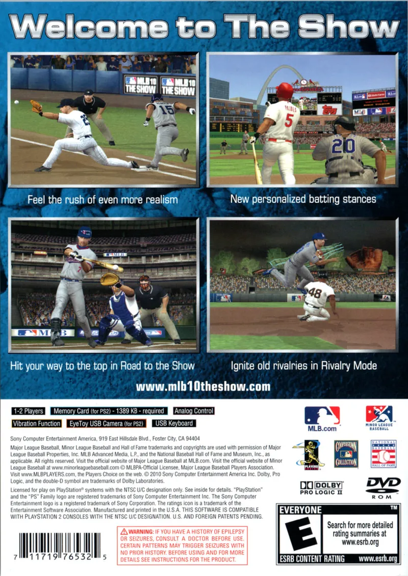 MLB 10: The Show box back