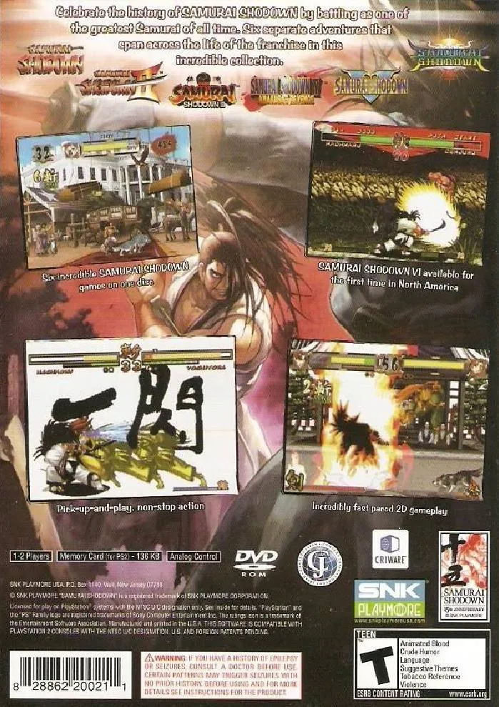 Samurai Shodown Anthology box back
