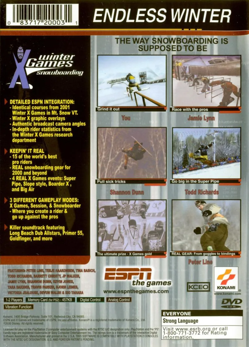 ESPN Winter X Games Snowboarding box back