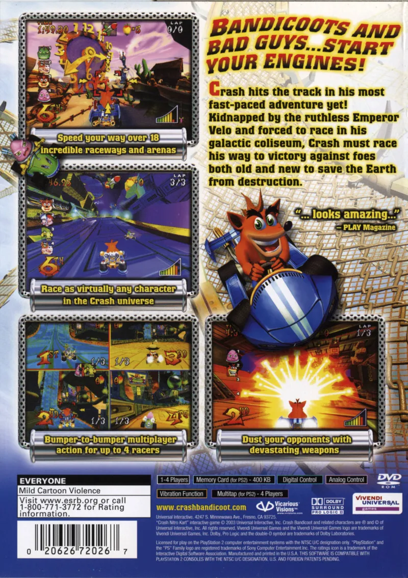 Crash Nitro Kart box back