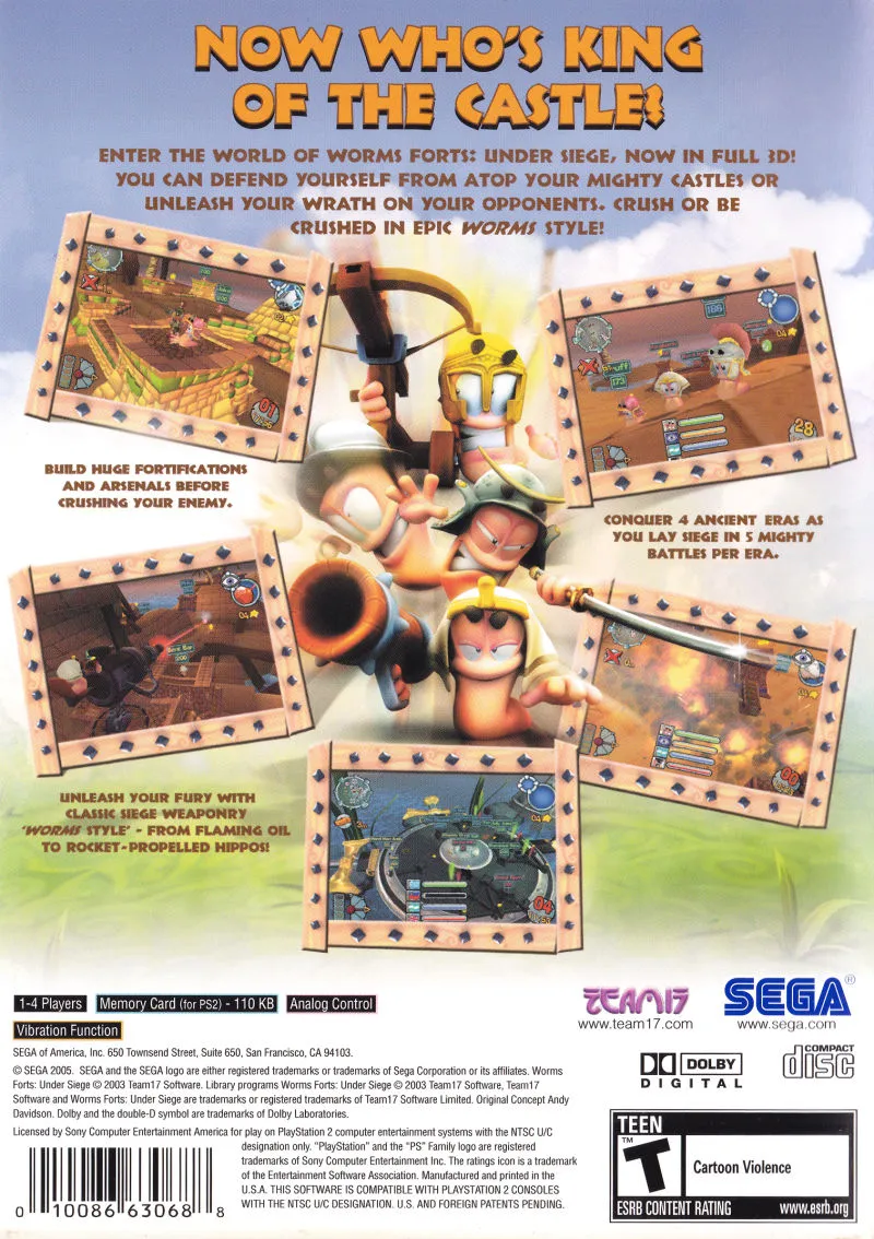 Worms Forts: Under Siege box back