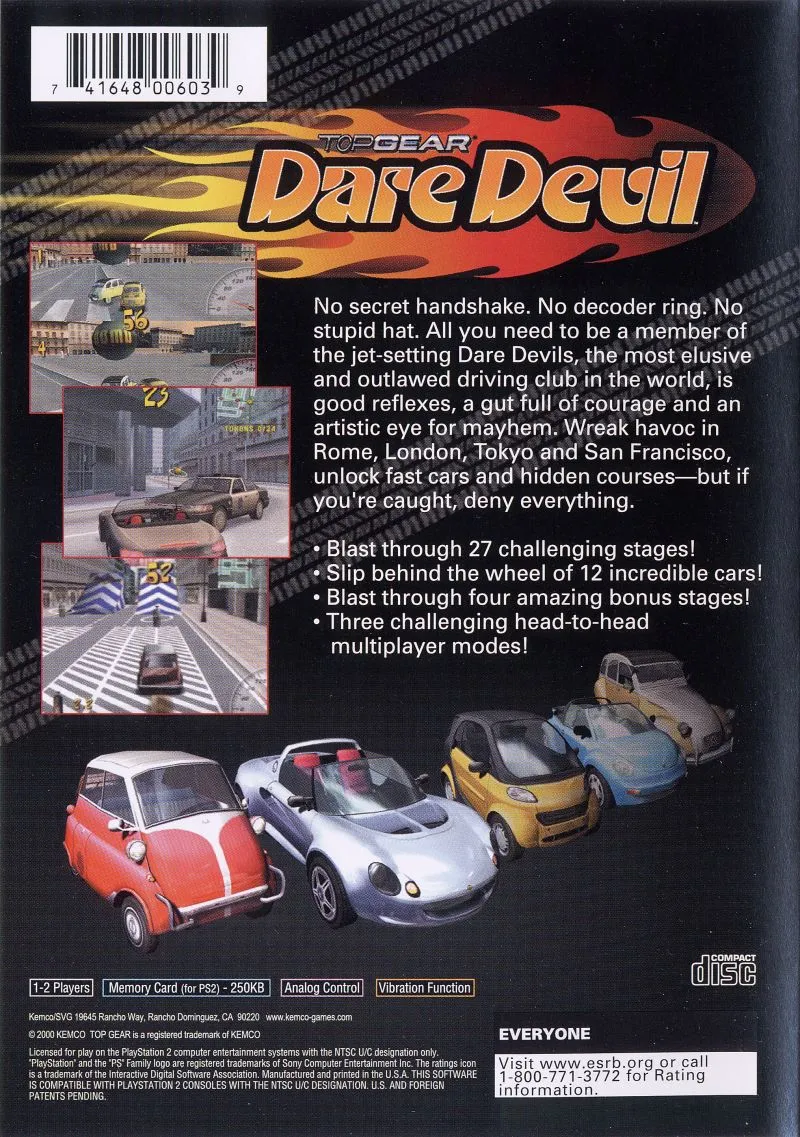 Top Gear: Dare Devil box back