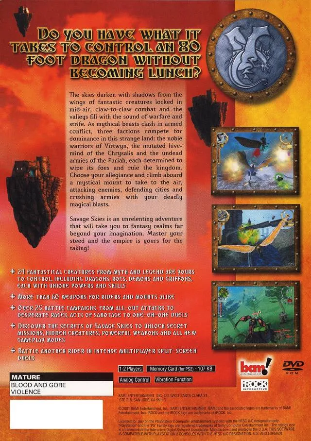 Savage Skies box back