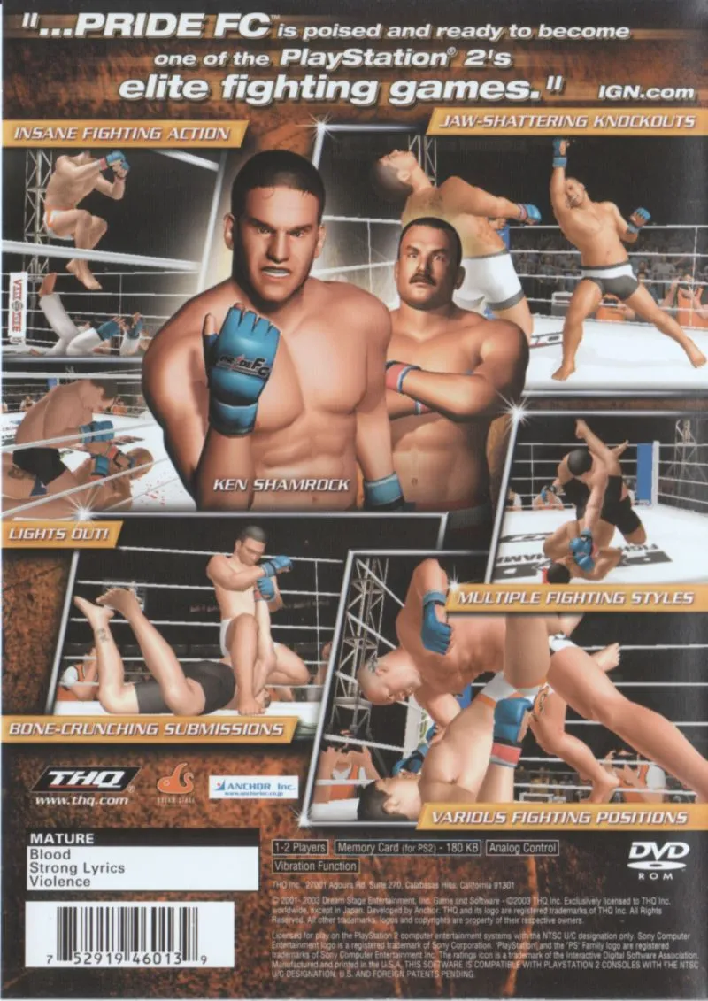 Pride FC: Fighting Championships box back