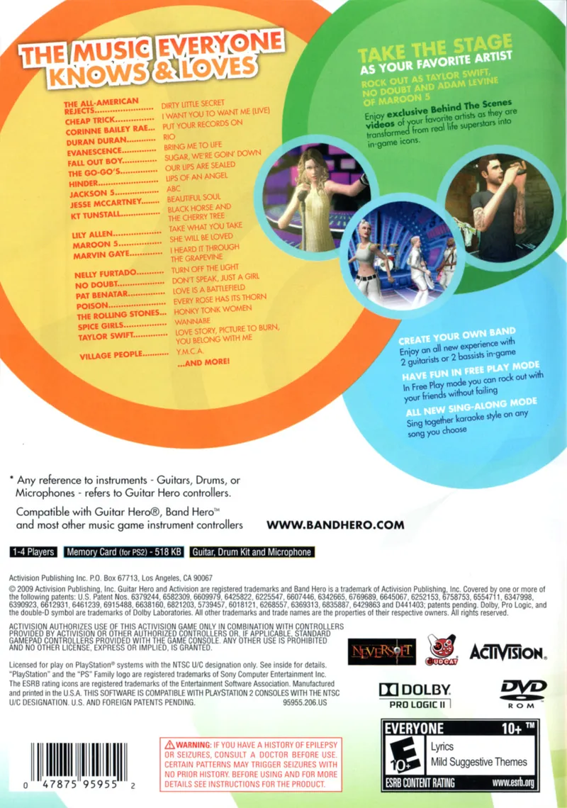 Band Hero box back