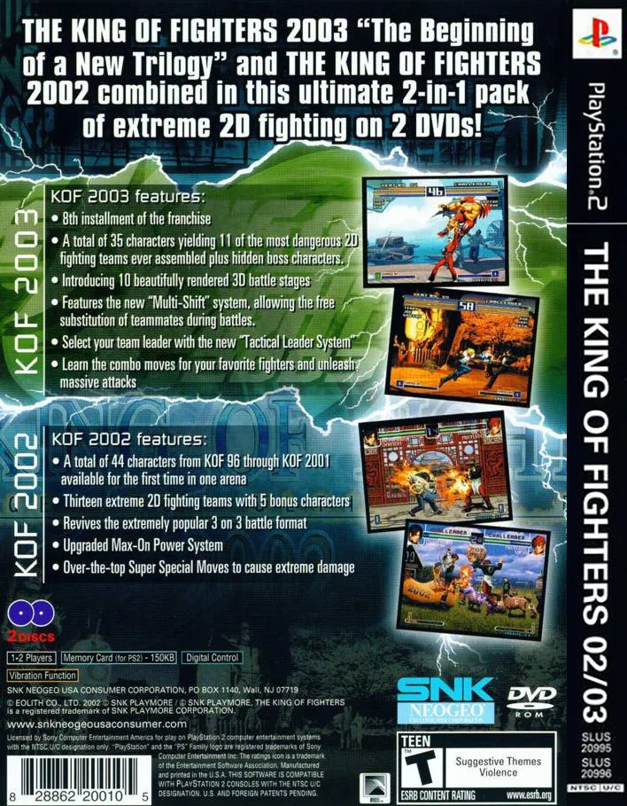 King of Fighters 2002 & 2003 box back