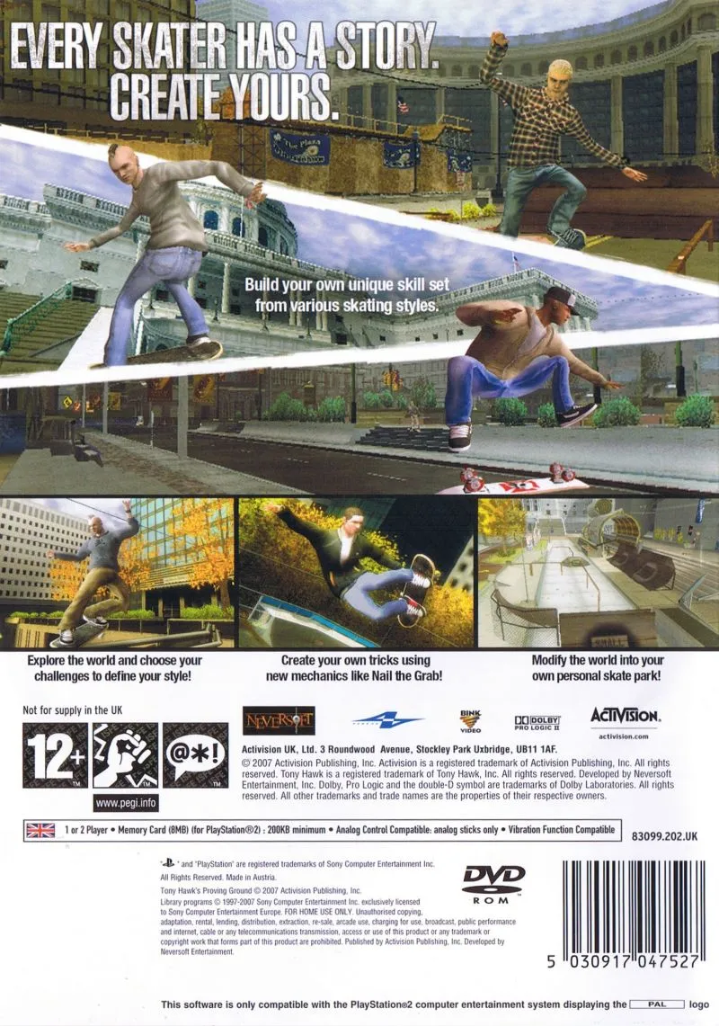 Tony Hawk's Proving Ground box back