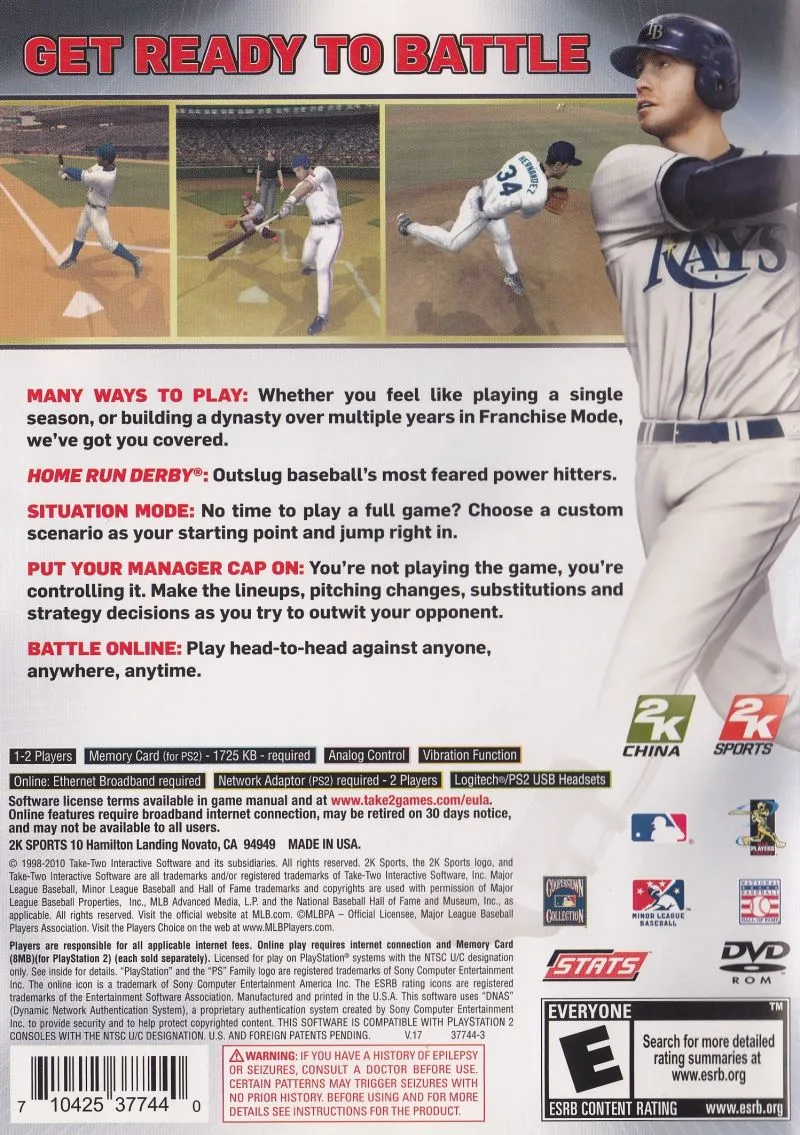 Major League Baseball 2K10 box back