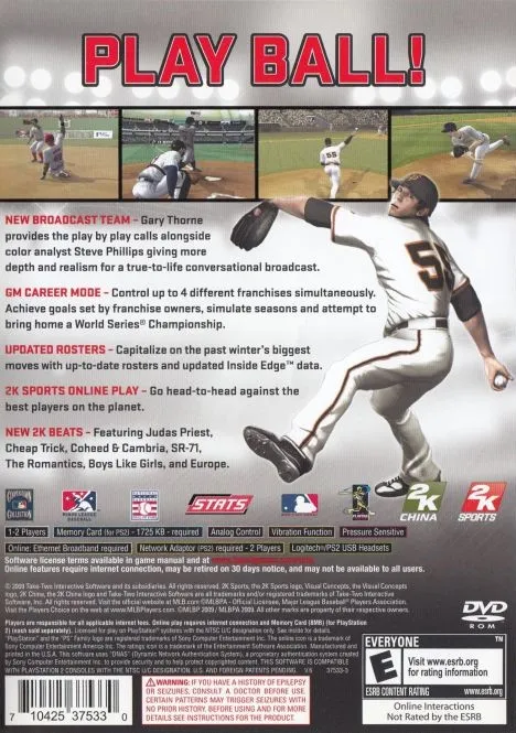 Major League Baseball 2K9 box back