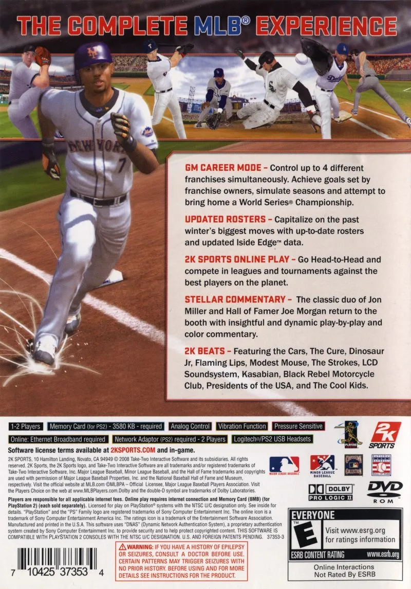 Major League Baseball 2K8 box back