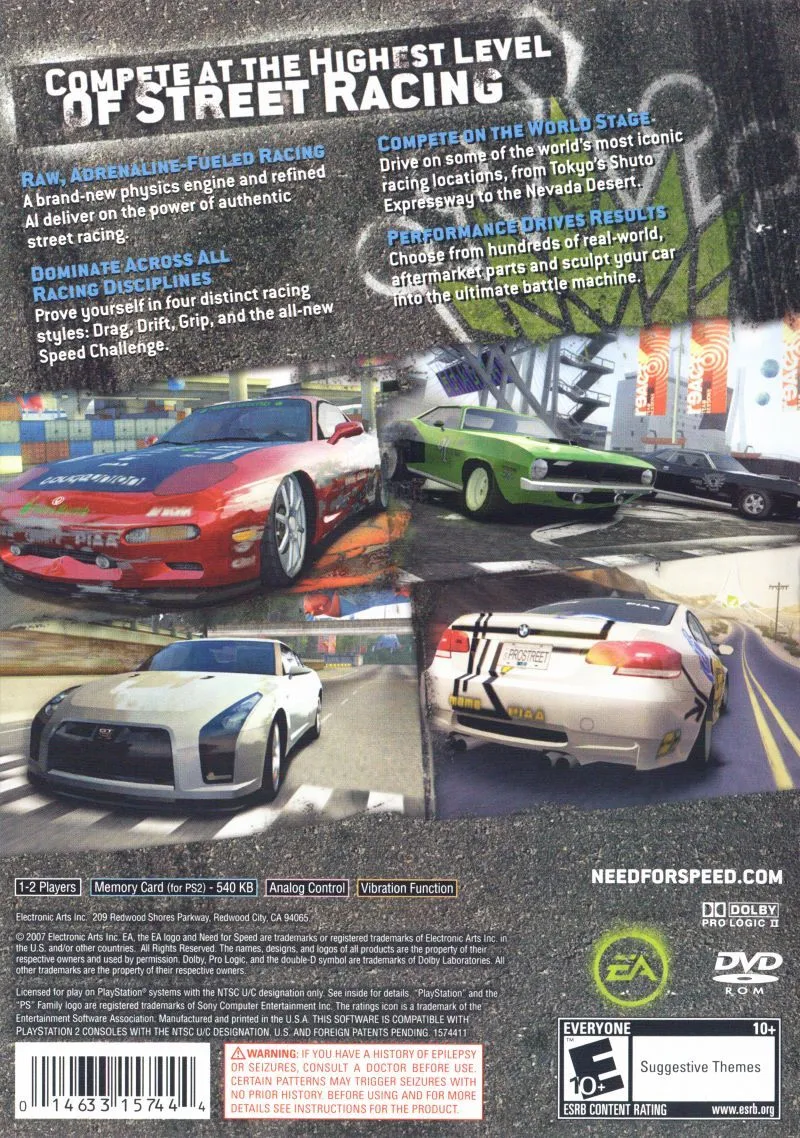 Need for Speed: ProStreet box back