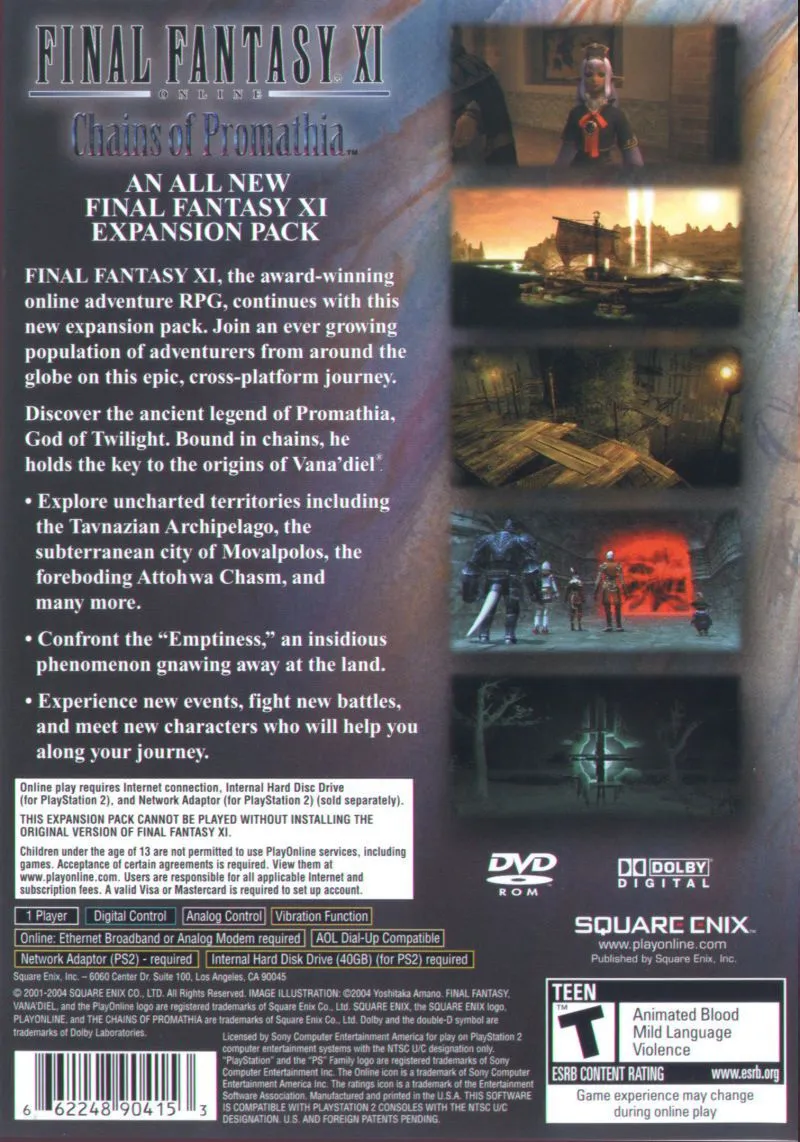 Final Fantasy XI: Chains of Promathia box back