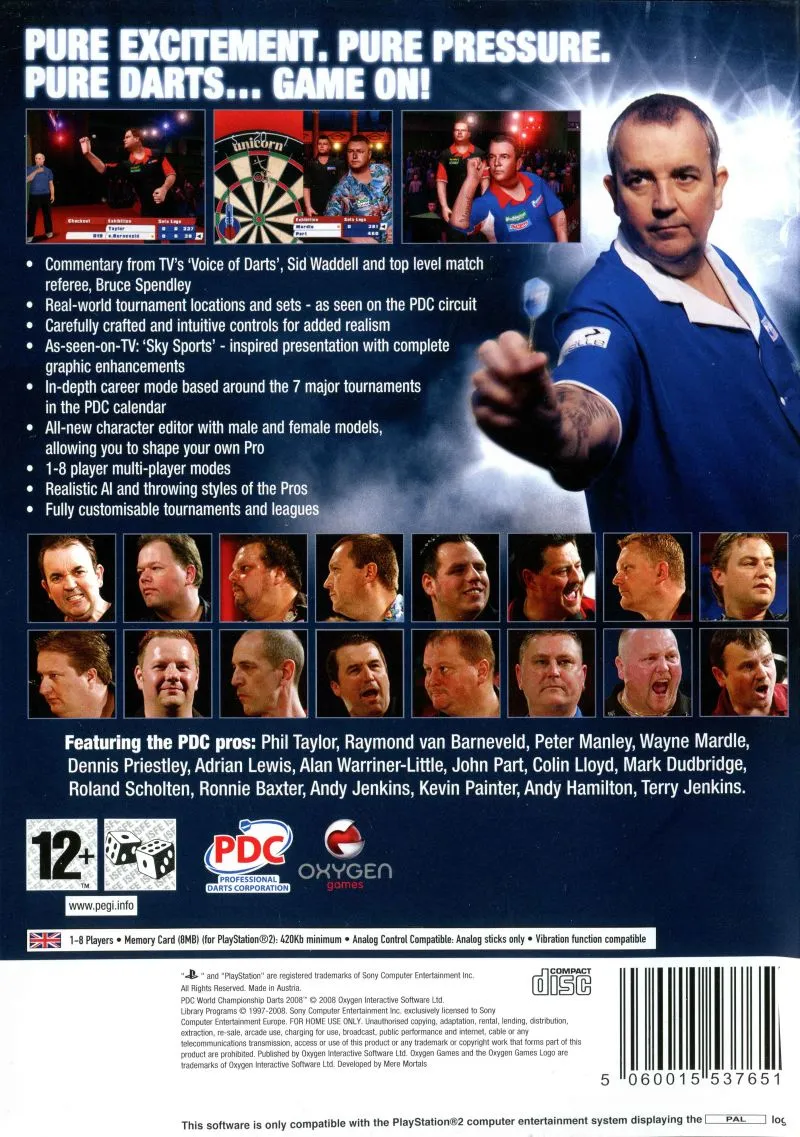 PDC World Championship Darts 2008 box back