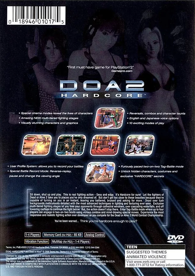 DOA2: Hardcore box back