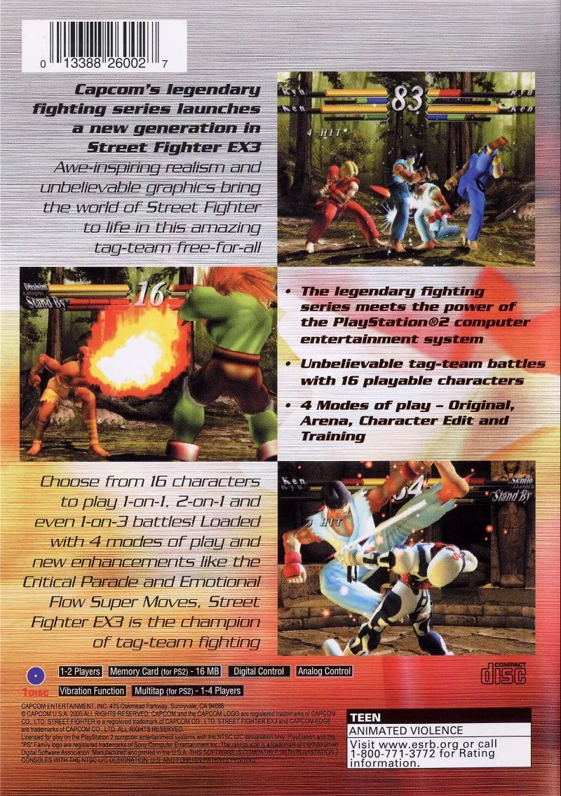 Street Fighter EX3 box back