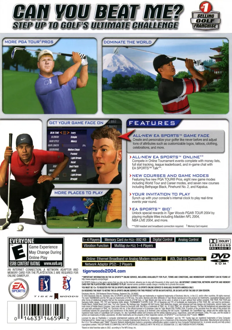Tiger Woods PGA Tour 2004 box back