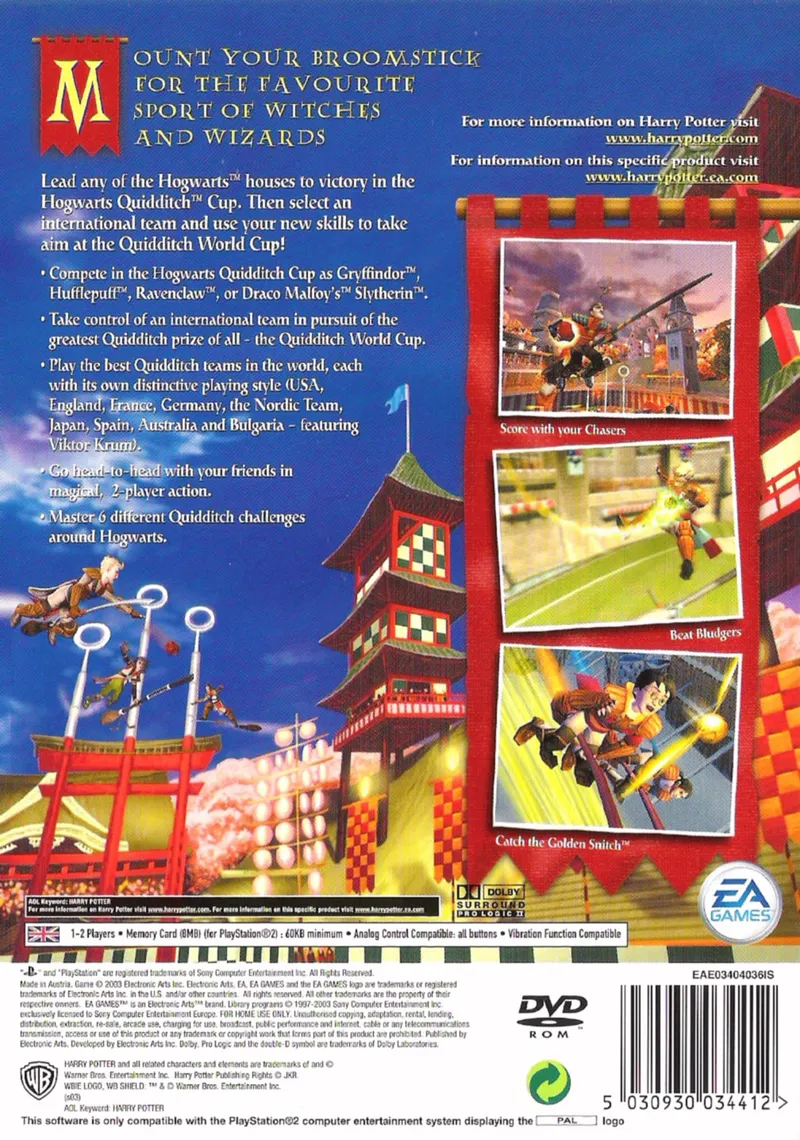 Harry Potter: Quidditch World Cup box back