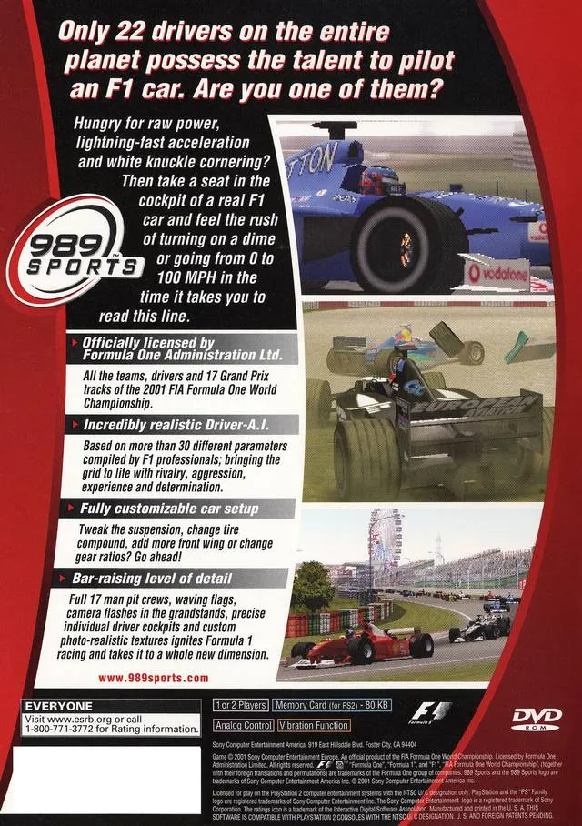 Formula One 2001 box back