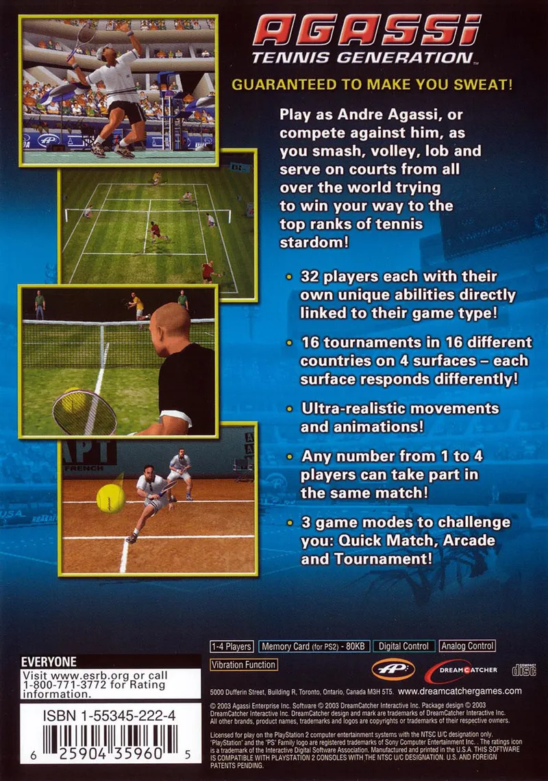 Agassi Tennis Generation box back
