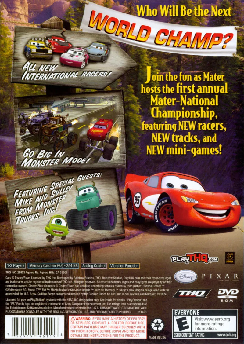 Cars: Mater-National Championship box back