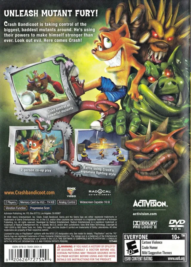 Crash: Mind over Mutant box back