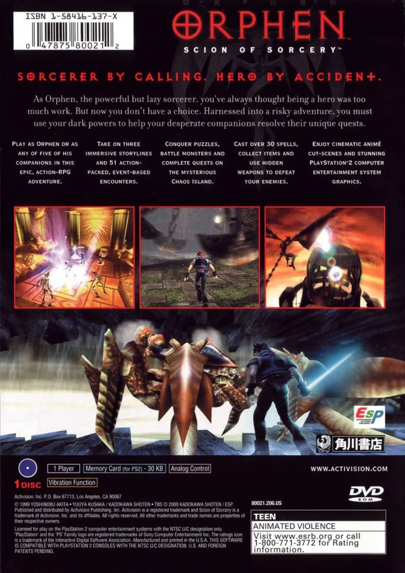 Orphen: Scion of Sorcery box back
